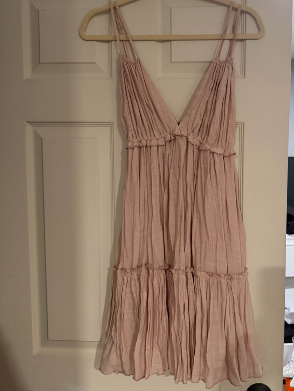 Pink Gauze Tiered Spaghetti Strap Sundress